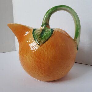 Vintage 70's Italian Teapot Carafe Jug in Orange Ceramic Pitcher